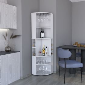71" White Corner Bar Cabinet