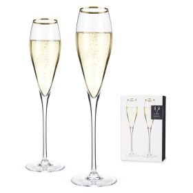 Crystal Gold-Rimmed Champagne Flutes ViskiÂ