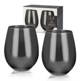 Gunmetal Stemless Wine Glasses by ViskiÂ