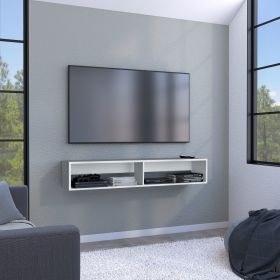 Warrior 59" Floating Tv Stand with Two open shelves, media compartments and cable management (Color: as Pic)